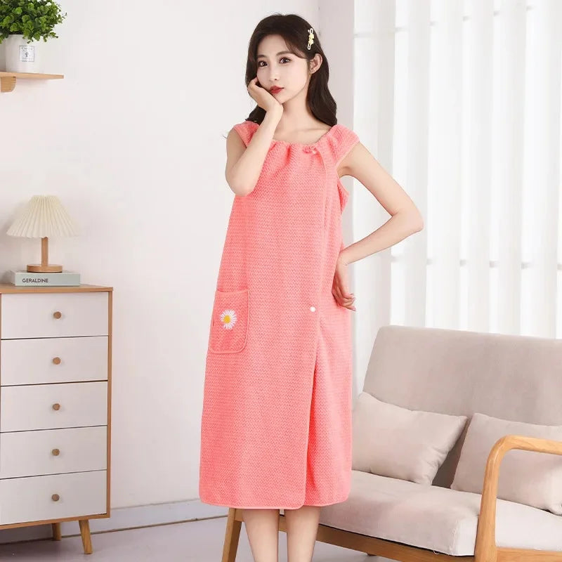 Non-Cotton Bath Towel Women's Wearable Absorbent Bathrobe Summer Shower New Hot Sale of the Season Home Use Adult Bath Skirt Non