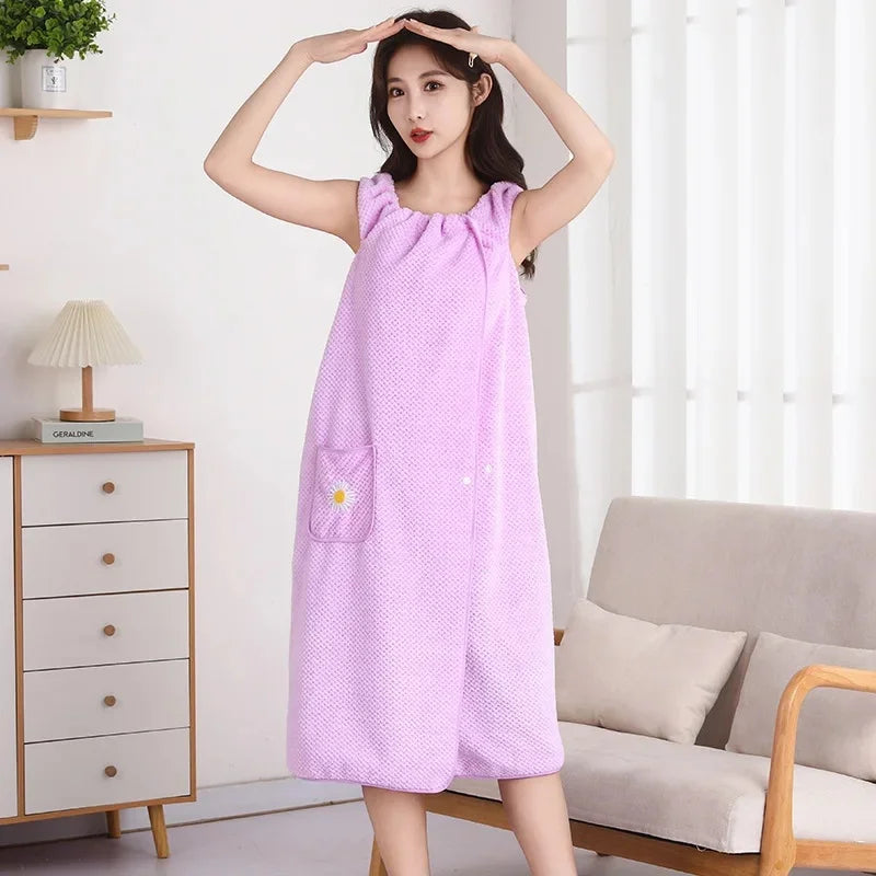 Non-Cotton Bath Towel Women's Wearable Absorbent Bathrobe Summer Shower New Hot Sale of the Season Home Use Adult Bath Skirt Non