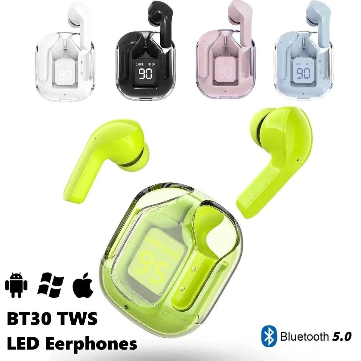 BTTWS30 Wireless Bluetooth Earbuds HiFi Stereo Headphones with Digital Display Noise Canceling Headset With Mic Gaming Earbuds