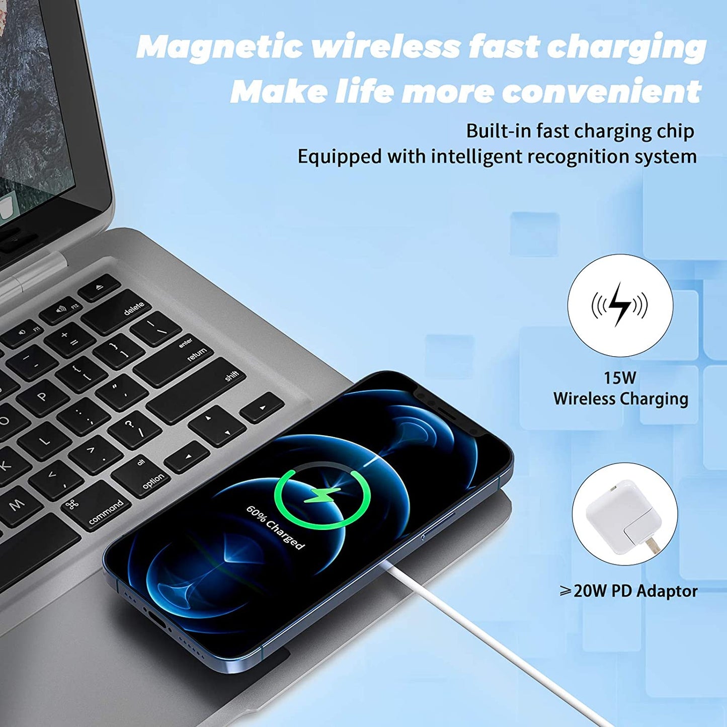 30W Magnetic Wireless Charger Pad for Apple and Android