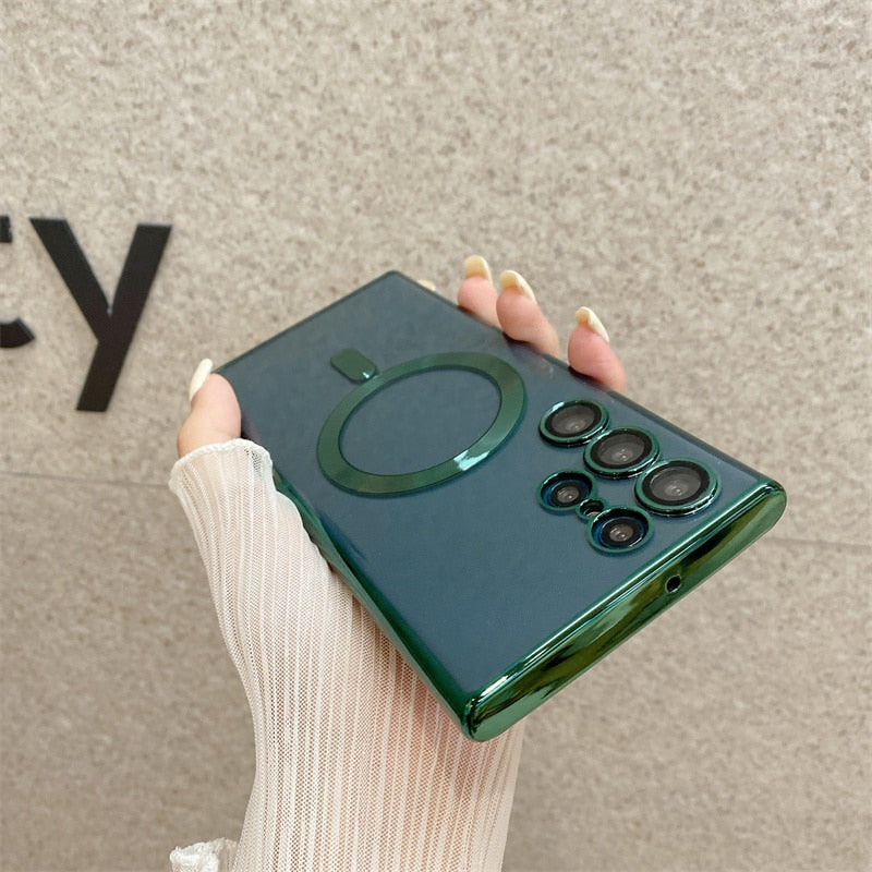 Silicone Transparent Shockproof Magsafe Wireless Charging Case For Samsung Galaxy S22 S21 Ultra Plus