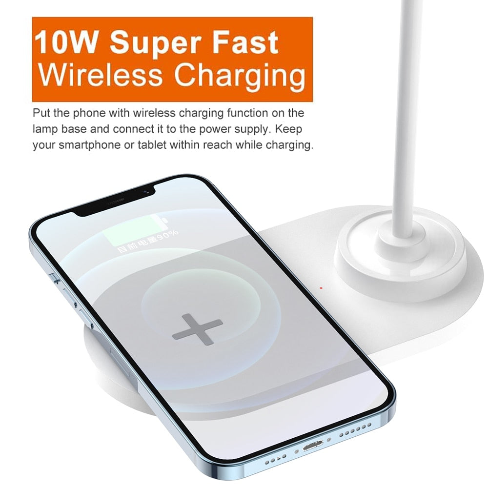 30W Wireless Charging LED Table Lamp. Fast Wireless Charger