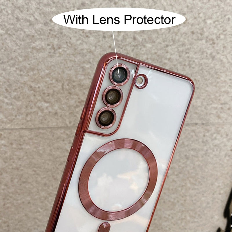 Silicone Transparent Shockproof Magsafe Wireless Charging Case For Samsung Galaxy S22 S21 Ultra Plus