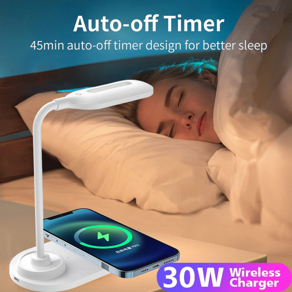30W Wireless Charging LED Table Lamp. Fast Wireless Charger