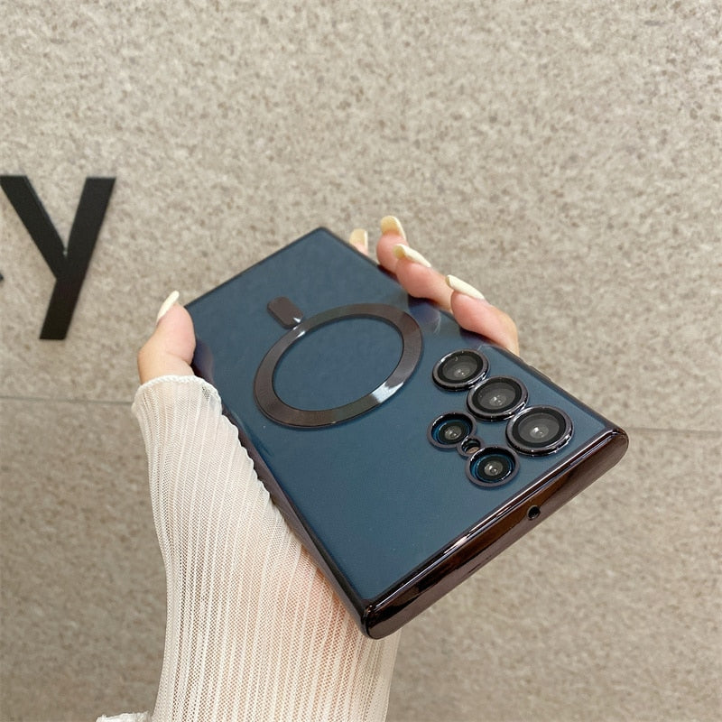 Silicone Transparent Shockproof Magsafe Wireless Charging Case For Samsung Galaxy S22 S21 Ultra Plus